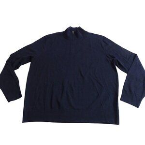 Banana Republic Baruffa Mens Italian Merino Wool Half Zip Sweater Size XL Blue